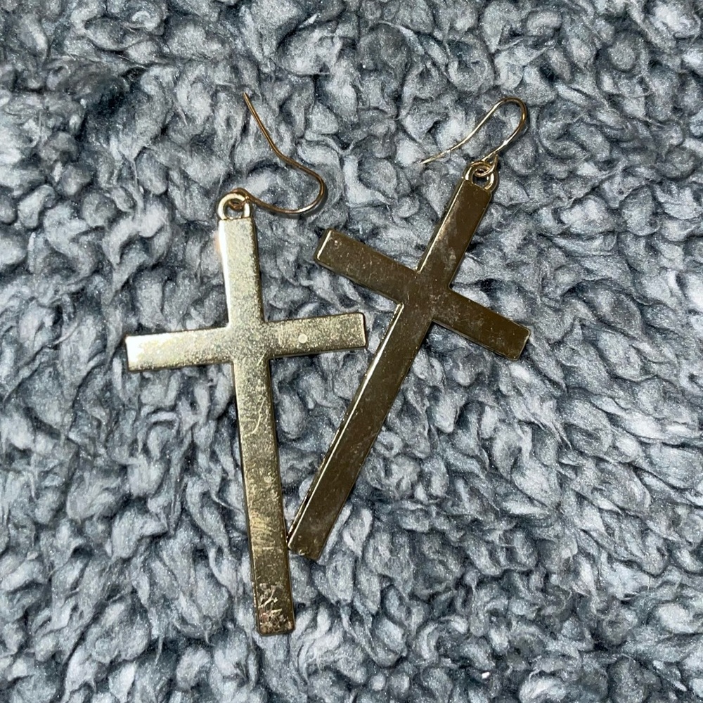 Golden cross earrings